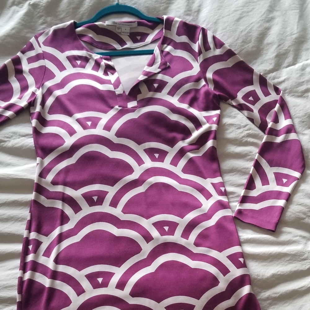 DVF purple white dress